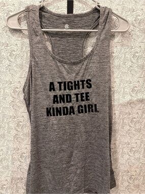 Champion Gray Racerback Tank with Black Text Graphic
size S